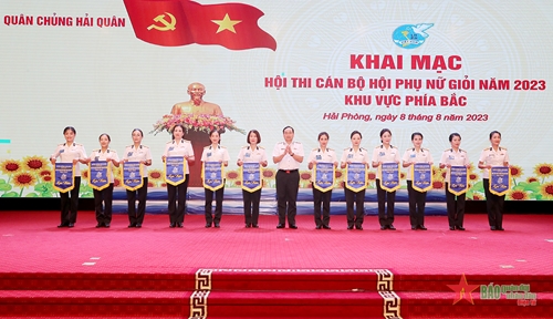 Phó đô đốc Trần Thanh Nghiêm dự khai mạc Hội thi cán bộ Hội Phụ nữ giỏi năm 2023 Quân chủng Hải quân khu vực phía Bắc